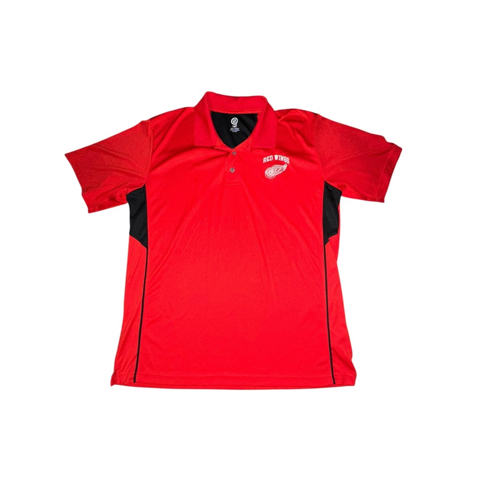 Detroit Red Wings Mens Size XL Polo Shirt‎ Short Sleeve Polyester NHL